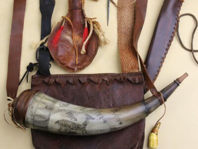Flintlock Pouch Set Up  .40 cal Kibler Southern Mountain Rifle Shot Pouch  and necessary gear/ tools 